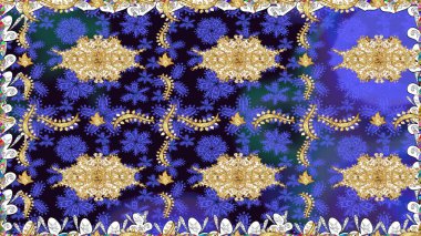 Kumaş desenli papatya çiçeği detayı. Mor renkte çiçekler.