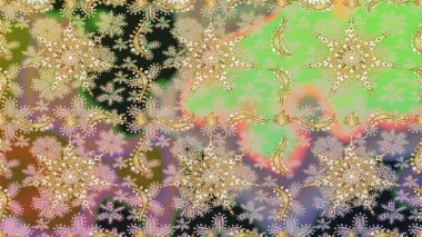 Raster illüstrasyonu. Kusursuz soyut bir arkaplan. Oriental raster klasik nötr ve altın desenli.