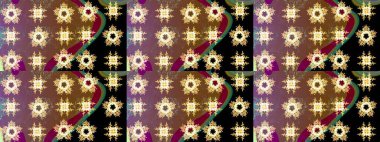 Kahverengi üzerine çiçekler. Eskiz arkaplan modeli. Raster hisseleri. Suluboya, elle çizilmiş.