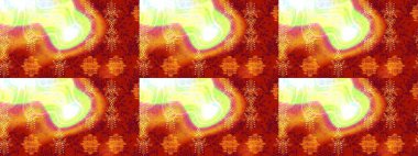 Çiçekler. Vadinin çiçekleri kırmızı, turuncu ve sarı renklerde. Soyut etnik raster çizim kalıbı.