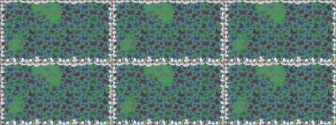 Raster. Duvar kağıtları, web sayfası geçmişi, yüzey dokuları, tekstil için mükemmel. Mavi ve yeşil renklerle ilgili kusursuz çiçek desenli arka plan. Resimler tropikal kelebeklerle birlikte.