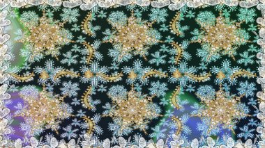 Geleneksel klasik altın desen. Altın elementlerle nötr renklerde altın desen. Raster oryantal süs. Barok tarzında kusursuz bir doğulu süsü..