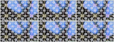 Raster illüstrasyonu. Mavi renkli Asya tekstili. Kusursuz çiçek deseni.