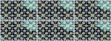 Sabıka fotoğraflarında, bebek kıyafetlerinde, duvar kâğıtlarında, paket kutularında falan kullanılabilir. Raster. Zarif, parlak ve pürüzsüz siyah çiçek deseni tasarımı.