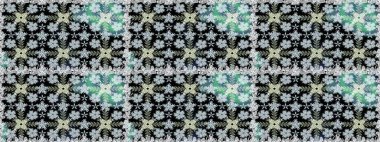 Sabıka fotoğraflarında, bebek kıyafetlerinde, duvar kâğıtlarında, paket kutularında falan kullanılabilir. Raster. Zarif, parlak ve pürüzsüz siyah çiçek deseni tasarımı.