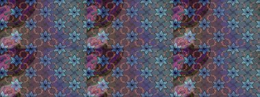 Raster illüstrasyonundaki çiçek desenli çizim. Suluboya tarzında kahverengi renkte çiçekler.