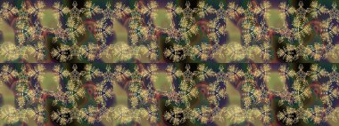 Raster Floral Illustration, Asyalı tekstil. Kahverengi renkli etnik çiçeklerle zarif bir eskiz deseni..