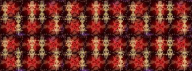 Sanat terapisi tarzı zen çizim için Contour kahverengi, kırmızı ve siyah kar taneleri. El çizimi, dövme stili, kumaş tasarımı ve Raster illüstrasyonunda kartlar..