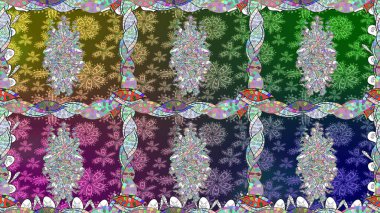 Güzel kumaş deseni. Asya tekstil tarzında. Renkli Bahar Temalı Kusursuz Arkaplan. Kusursuz çiçek deseni. Raster illüstrasyonu. Düz Çiçek Elementleri Tasarımı.