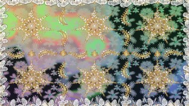 Kusursuz klasik raster grisi ve altın desenli. Geleneksel oryantasyon süsü. Klasik vintage arkaplan.