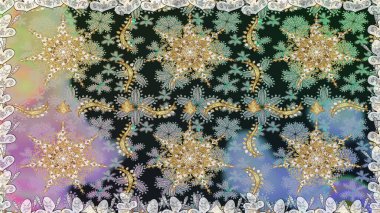 Kusursuz klasik raster altın desenli. Geleneksel oryantasyon süsü. Raster illüstrasyonu. Klasik klasik klasik arka plan. Gri renklerde, altın elementlerle kusursuz desen.