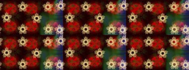 Kar taneleri deseni. Raster illüstrasyonu. Renkli arka planda izole edilmiş kar tanelerinin düz tasarımı. Kar taneleri arka planda. Kar tanesi süslemeli desen.