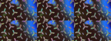 Snowflakes desen. Raster resim. Renk arka plan üzerinde izole soyut kar taneleri ile düz tasarım. Kar tanesi renkli desen. Raster kar taneleri arka plan.