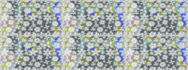 Güzel kumaş deseni. Raster suluboya deseni, narin çiçekler, gri çiçekler, tebrik kartı şablonu..