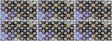 Gri renklerde. Kusursuz dekoratif arka plan, çiçek mandala. Raster illüstrasyonu. Çiçek..