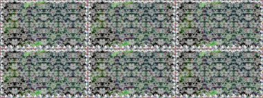 Raster illüstrasyonu. Gri renkli çiçekler. El çizimi çiçekleri olan soyut, pürüzsüz desen.