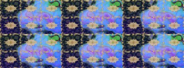 Barok tarzında eskiz oryantal süsü. Geleneksel altın sarısı desenli mavi renkli ve altın elementli.