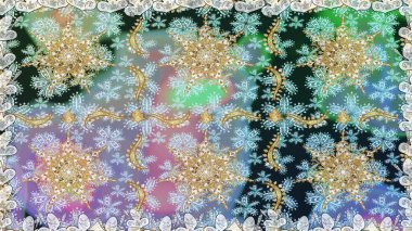 Tarafsız renklerde, altın elementlerle klasik, pürüzsüz desen. Raster illüstrasyonu.