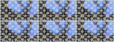 Raster illüstrasyonu. Mavi renkli Asya tekstili. Kusursuz çiçek deseni.