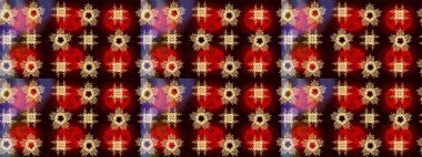 Raster illüstrasyonu. Kahverengi, kırmızı ve siyah kar taneli. Renkli arka planda izole tatlı kar taneleri.