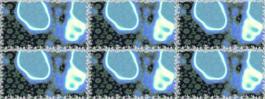 Çiçek duvar kağıdı. Raster illüstrasyonu. Mavi renklerde. Renkli süs kenarı. Hint süsü. Kusursuz desen.