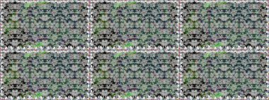 Raster illüstrasyonu. Gri renkli çiçekler. El çizimi çiçekleri olan soyut, pürüzsüz desen.