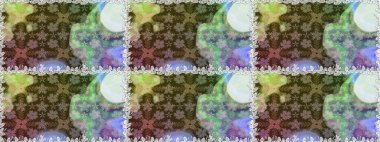 İşlemeli çiçekli, dikişsiz desen. Parmak izi, kumaş, duvar kâğıdı, tekstil için raster dokusu. Renkli grunge koloni çiçekleri ile soyut arkaplanı zenginleştirir.