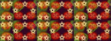 Düz Çiçek Elementleri Tasarımı. Sevimli çiçek raster deseni. Kahverengi renkli çiçekler. Renk Bahar Teması eskiz şablonu.