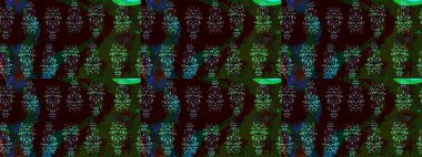 Düz Çiçek Elementleri Tasarım Raster illüstrasyonu. Siyah renkli çiçekler. Çiçek desenli eskiz. Renkli Bahar Teması çizim şablonu.