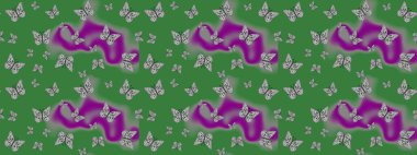 El çizimi, suluboya desenli kelebeklerin çizimi. Klasik tarzda hem de. Yeşil renkli illüstrasyon. Raster illüstrasyonu.