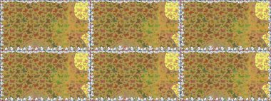 Kusursuz. Ambalajlar, duvar kağıtları, kumaş tasarımı ve kağıt için hoş bir arkaplan. Sarı ve kahverengi renkli resimler. Güzel kelebek raster desenli resim tasarımı.