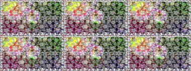 Renkli Bahar Temalı Kusursuz Arkaplan. Düz Çiçek Elementleri Tasarımı. Raster..