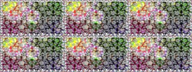 Renkli Bahar Temalı Kusursuz Arkaplan. Düz Çiçek Elementleri Tasarımı. Raster..