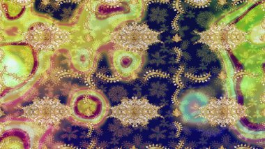 Geleneksel oryantasyon süsü. Altın elementlerle nötr renklerde altın desen. Klasik klasik klasik arka plan. Klasik Raster altın desenini çiz.