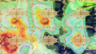 Tekrarlayan ögelerle soyut arkaplan çiz. Klasik raster şablonu. Tarafsız ve altın desenli.