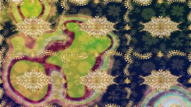 Raster illüstrasyonu. Oriental raster klasik mavi ve altın desenli. Soyut arkaplan çizimi.