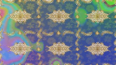 Barok tarzında eskiz oryantal süsü. Tarafsız renklerde ve altın elementlerle geleneksel klasik altın raster deseni.