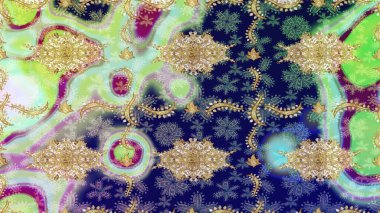 Barok tarzında eskiz oryantal süsü. Tarafsız renklerde ve altın elementlerle geleneksel klasik altın raster deseni.