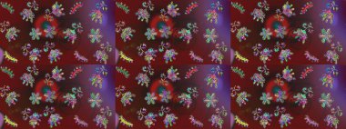 Kar Tanesi Mozaik ikonu. Kahverengi, kırmızı ve mor siluet kar tanesi işareti. Düz dizayn. Sembol kışı, donmuş, Noel, yeni yıl tatili. Grafiksel element dekorasyonu. Raster illüstrasyonu.