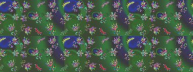 Renkli arka planda izole tatlı kar taneleri. Raster illüstrasyonu. Kar taneli yeşil, mor ve mavi renkler.