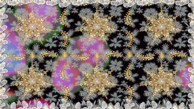 Şam, tasarım için kusursuz desen. Gri renklerde, altın elementli, pürüzsüz desen.