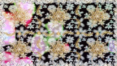 Soyut duvar kâğıdı, ambalaj dekorasyonu. Altın kar taneleri basit, pürüzsüz desen. Kış sembolü, Mutlu Noeller, Mutlu yıllar 2019. Tarafsız renklerde Raster altın deseni.