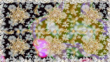 Damask kusursuz yinelenen arkaplan. Barok tarzında altın çiçekli süs. Doku arka planında altın duvar kâğıdı. Gri renklerdeki altın element.