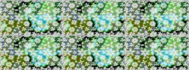 Düz Çiçek Elementleri Tasarımı. Sevimli çiçek raster deseni. Yeşil renkli çiçekler. Renkli Bahar Teması Kusursuz Arkaplan.