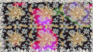 Geleneksel klasik altın desen. Gri renkli ve altın elementli altın desenli. Barok tarzında kusursuz bir doğulu süsü. Raster doğulu süsü.