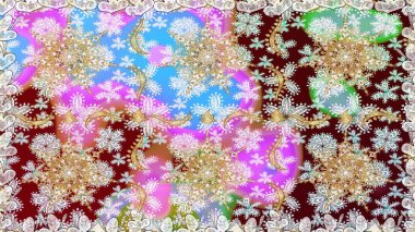 Raster illüstrasyonu. Tarafsız renklerde, altın elementlerle klasik, pürüzsüz desen.