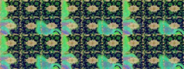 Barok tarzında eskiz oryantal süsü. Geleneksel altın sarısı desenli yeşil renkli ve altın elementli.