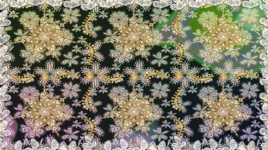 Çiçek deseni. Şık bir grafik desen. Kusursuz raster arka plan. Gri renklerdeki altın elementler. Duvar kâğıdı barok, İspanyol kumaşı.