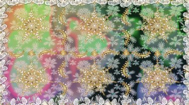 Kusursuz oryantal klasik altın desen. Tarafsız renklerde altın tekrarlayan elementler içeren Raster soyut arkaplanı.