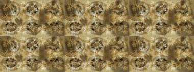 Kar tanelerinin soyut arkaplanlı Noel şablonu. Kahverengi, bej ve nötr kar taneleri. Raster illüstrasyonu. Noel ve Yeni Yıl moda baskıları için tatil tasarımı.